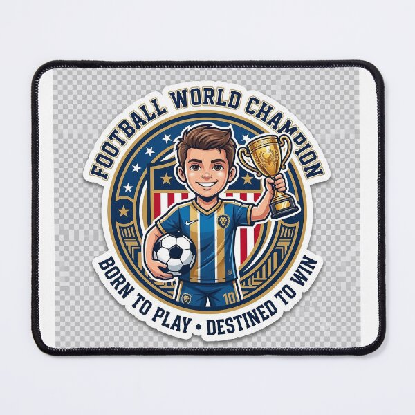 Item preview, Soccer World Champion Boy Mascot Art designed and sold by Arts121.