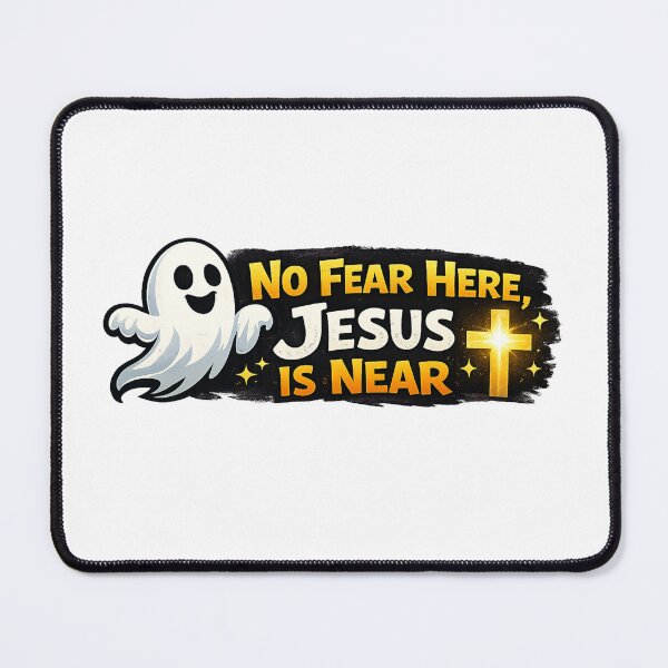 Item preview, No Fear Here, Jesus is Near, Christian Halloween Ghostly Design designed and sold by BriAngelaBubbleDesigns.