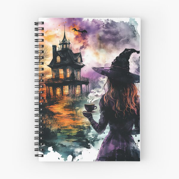 Item preview, Watercolor Witch at Haunted House | Gothic Halloween Watercolor Art Print designed and sold by WhimsyWink.
