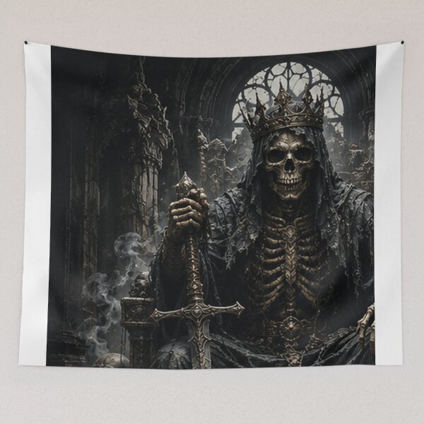 Item preview, Regal Skeleton Crown Sword Gothic Art designed and sold by HollowOakPrints.