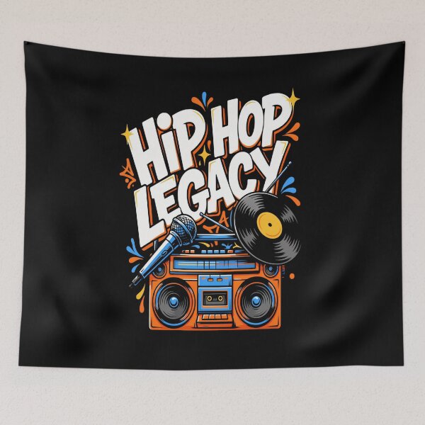 Item preview, Hip Hop Legacy – Boombox Microphone Vinyl Hip-Hop Design designed and sold by Midnight Veil Designs.