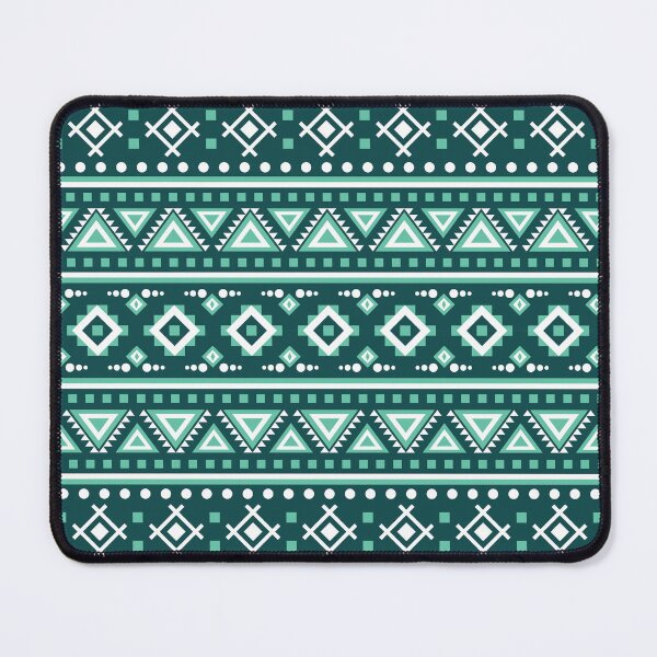 Item preview, Teal, white and dark green tribal geometric pattern. designed and sold by Nengsang.