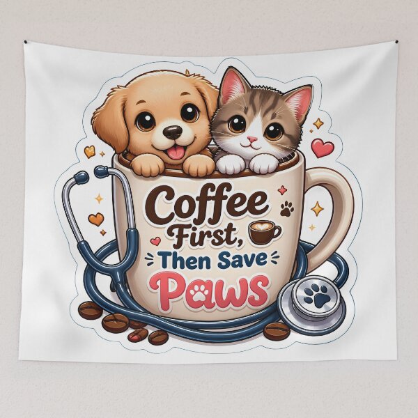 Item preview, Coffee First, Then Save Paws | Cute Veterinary Coffee Lover Gift designed and sold by Bettybee00.