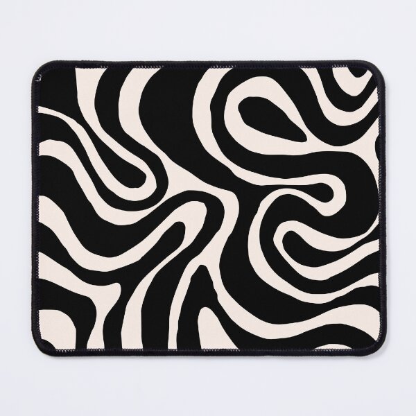 Item preview, Retro Liquid Swirl Abstract Pattern in Black and Almond Cream. designed and sold by Differenceee.