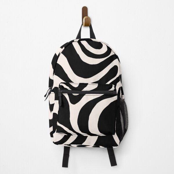 Item preview, Retro Liquid Swirl Abstract Pattern in Black and Almond Cream. designed and sold by Differenceee.