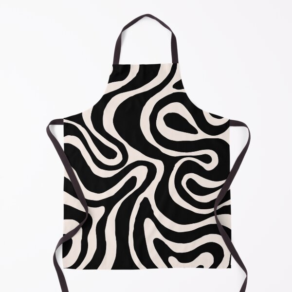 Item preview, Retro Liquid Swirl Abstract Pattern in Black and Almond Cream. designed and sold by Differenceee.