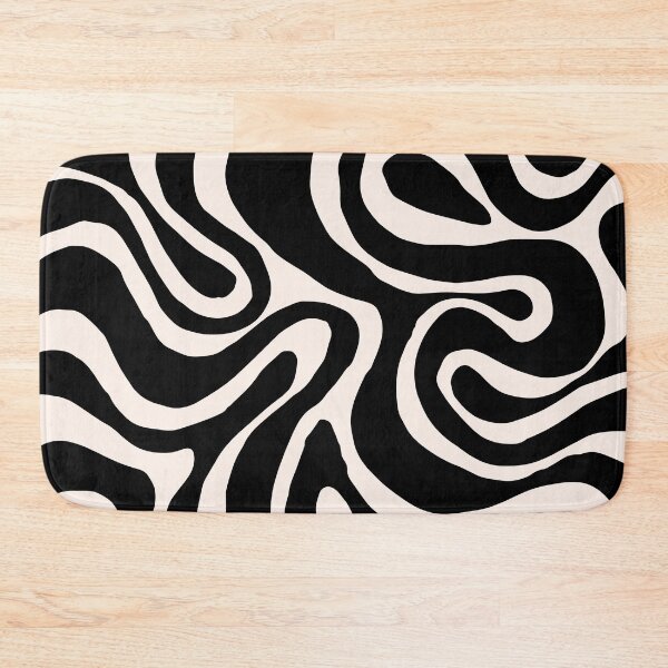 Item preview, Retro Liquid Swirl Abstract Pattern in Black and Almond Cream. designed and sold by Differenceee.