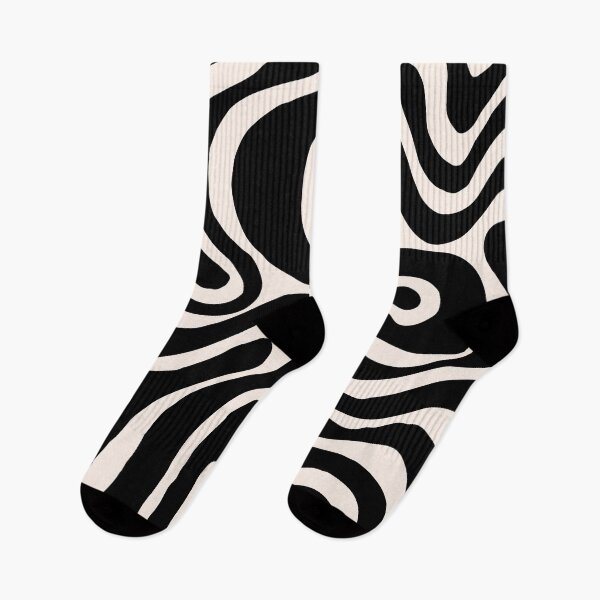Item preview, Retro Liquid Swirl Abstract Pattern in Black and Almond Cream. designed and sold by Differenceee.