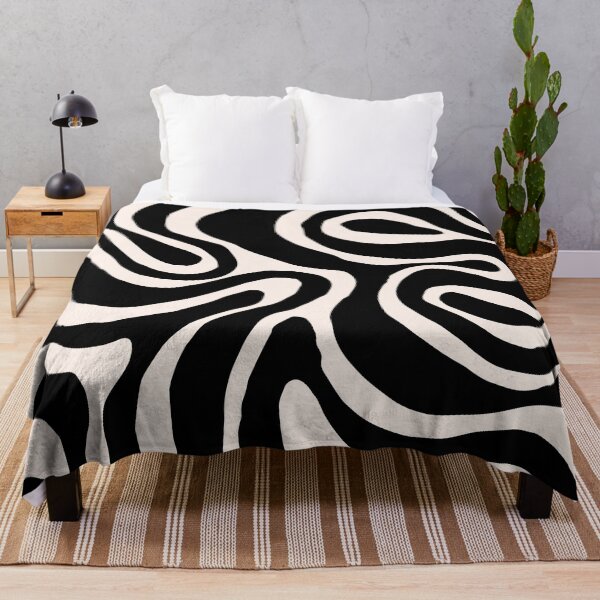 Item preview, Retro Liquid Swirl Abstract Pattern in Black and Almond Cream. designed and sold by Differenceee.