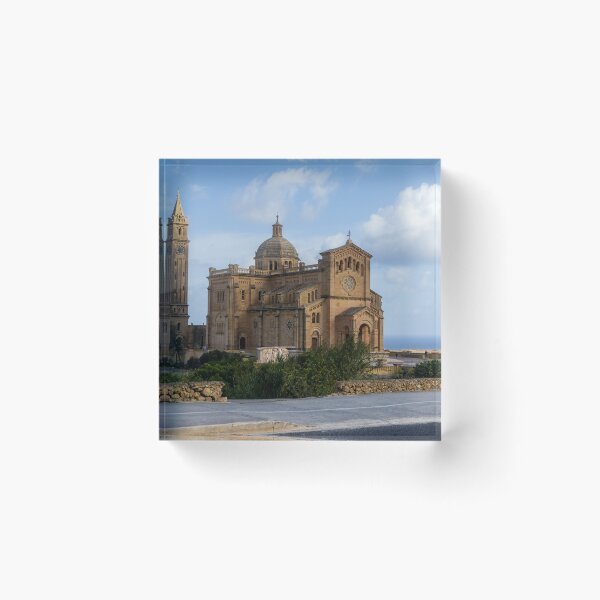 Item preview, Historic Basilica On Coastal Hill Overlooking Sea Near Gozo Malta With Tall Bell Tower And Stone Facade designed and sold by Nmallia.