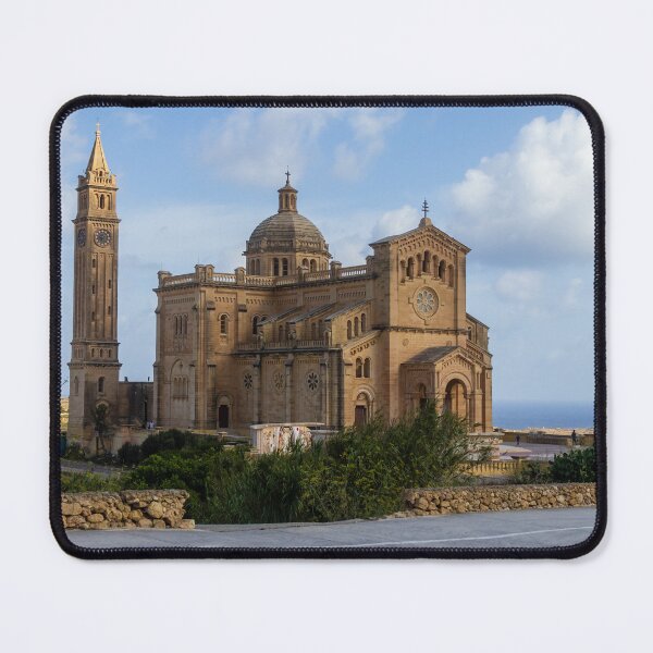 Item preview, Historic Basilica On Coastal Hill Overlooking Sea Near Gozo Malta With Tall Bell Tower And Stone Facade designed and sold by Nmallia.