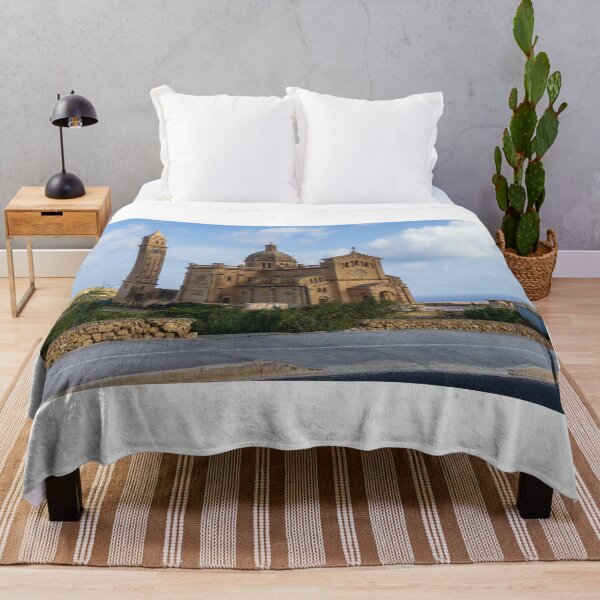 Item preview, Historic Basilica On Coastal Hill Overlooking Sea Near Gozo Malta With Tall Bell Tower And Stone Facade designed and sold by Nmallia.