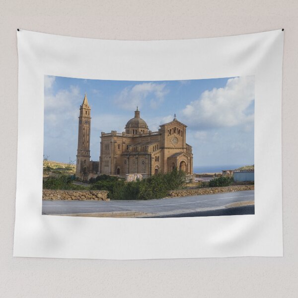 Item preview, Historic Basilica On Coastal Hill Overlooking Sea Near Gozo Malta With Tall Bell Tower And Stone Facade designed and sold by Nmallia.