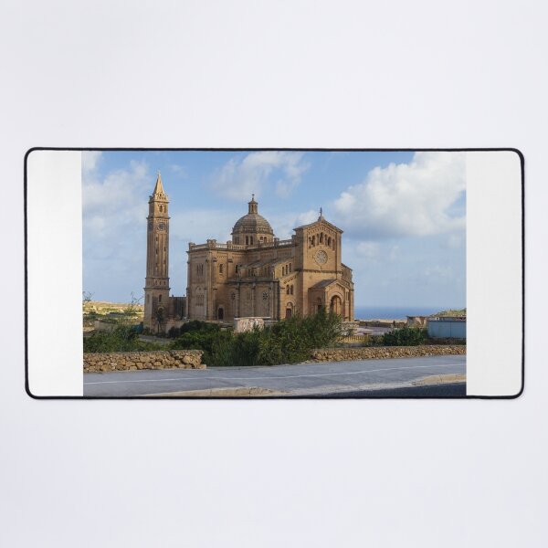 Item preview, Historic Basilica On Coastal Hill Overlooking Sea Near Gozo Malta With Tall Bell Tower And Stone Facade designed and sold by Nmallia.