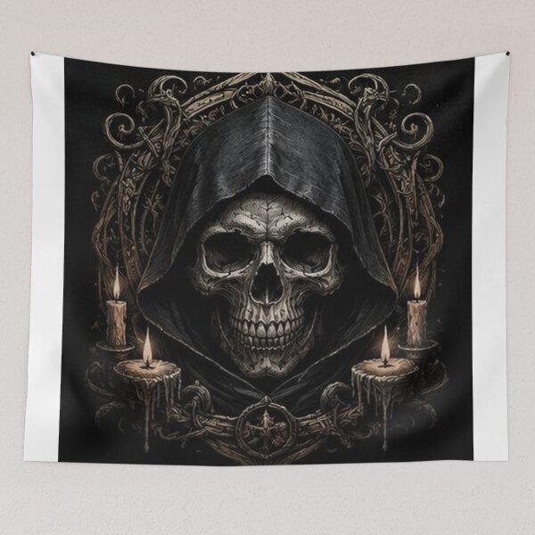 Item preview, Gothic Hooded Skull Art Print designed and sold by HollowOakPrints.