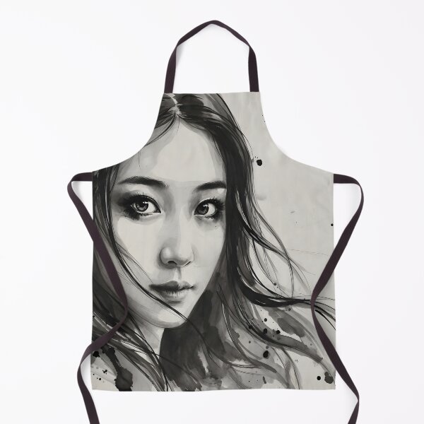 Item preview, Monochrome Ink Beauty - Elegant Watercolor Portrait designed and sold by DreamyWallVibes.