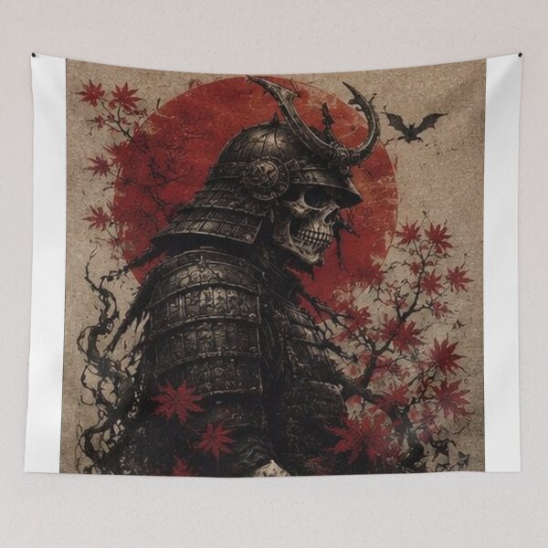 Item preview, Menacing Samurai Skull Art designed and sold by HollowOakPrints.