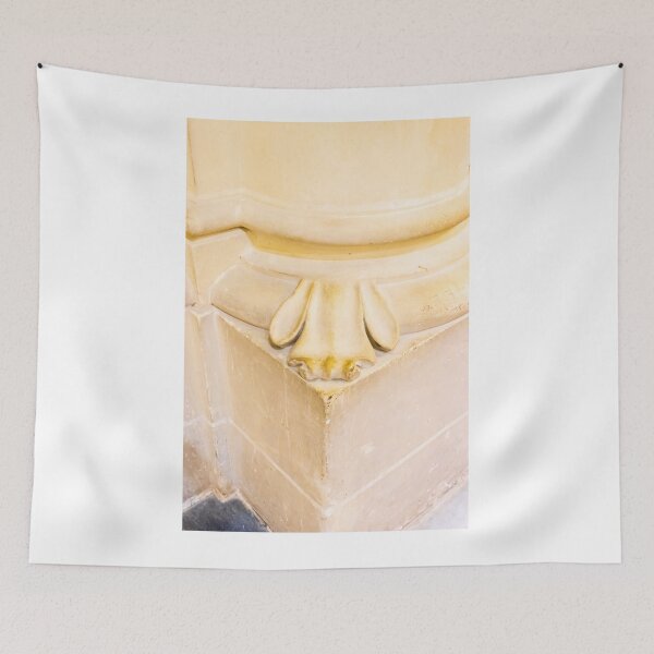 Item preview, Ornamental Stone Column Base Architectural Detail Closeup Beige Masonry Decoration In Historic Interior designed and sold by Nmallia.