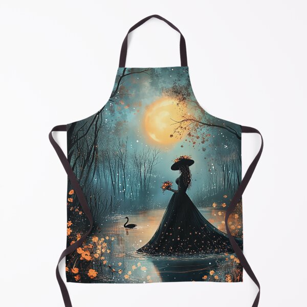 Item preview, Moonlit Witch by the Enchanted Lake | Mystical Watercolor Fantasy | Celestial Gothic Art designed and sold by WhimsyWink.