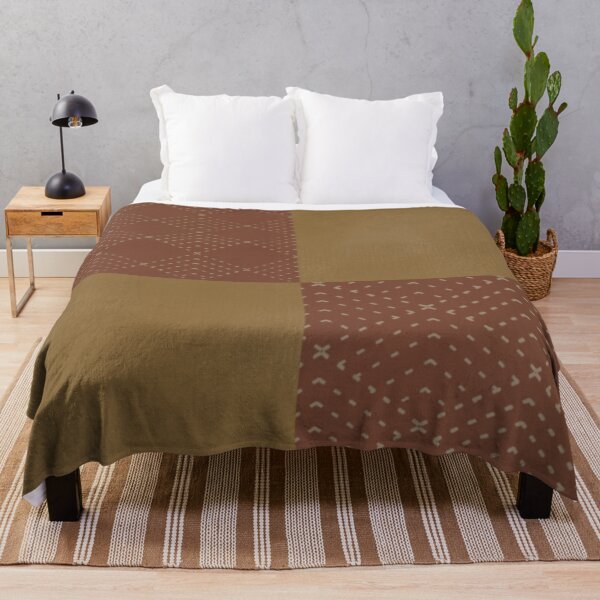 Item preview, Brick Red Mustard Checkerboard Patchwork Pillow designed and sold by Peaceful Lotus Home Design.
