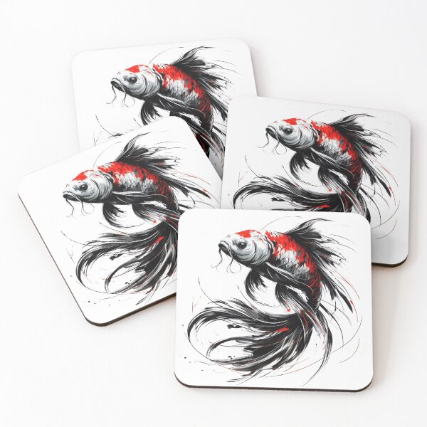Item preview, Majestic Koi Fish Wall Art, Japanese Ink Style Koi Illustration, Modern Sumi-e Fish Artwork, Elegant Koi Design designed and sold by gkhanco.
