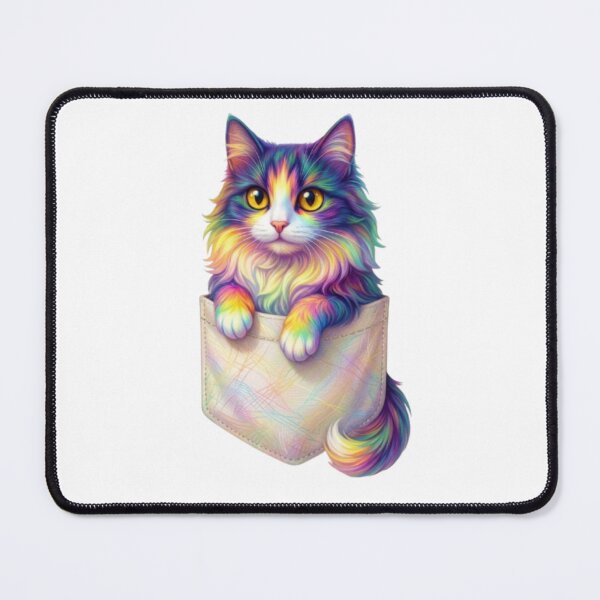 Item preview, Rainbow Pocket Cat Kawaii Sticker Design designed and sold by ExploreAura Studio.