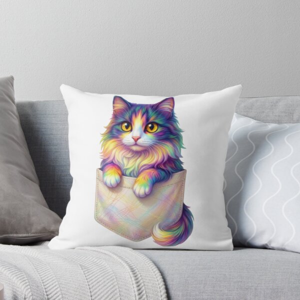 Item preview, Rainbow Pocket Cat Kawaii Sticker Design designed and sold by ExploreAura Studio.
