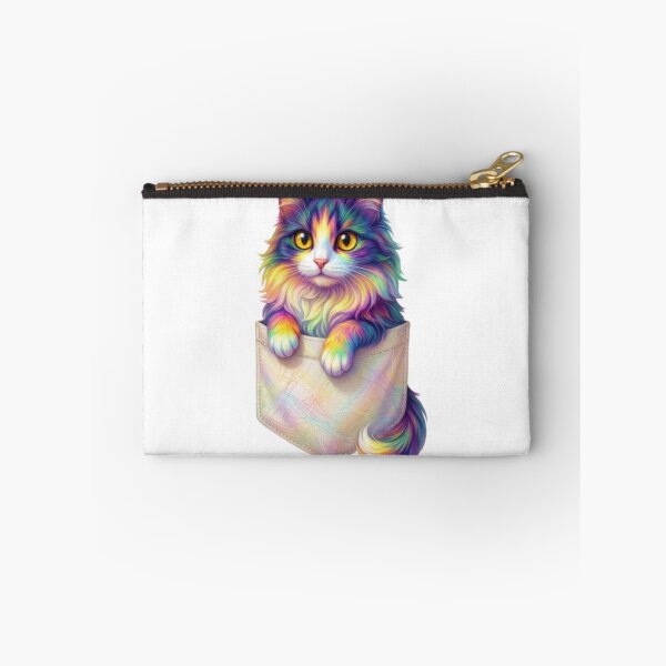Item preview, Rainbow Pocket Cat Kawaii Sticker Design designed and sold by ExploreAura Studio.