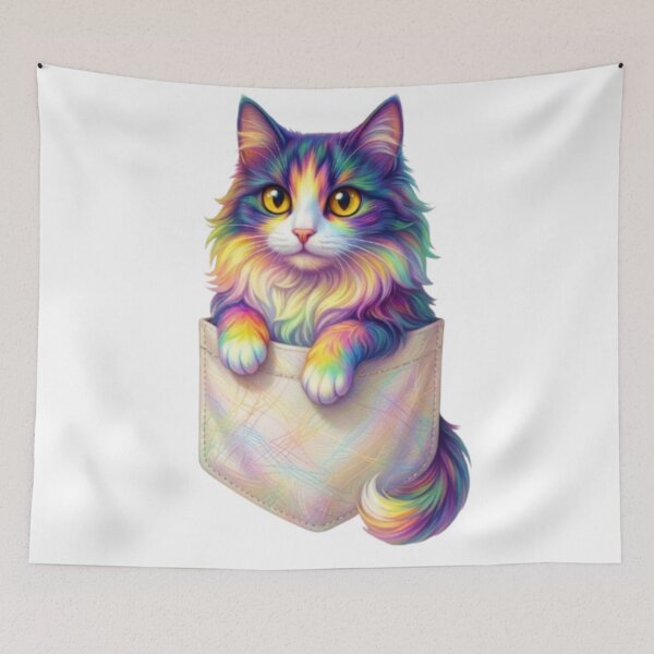 Item preview, Rainbow Pocket Cat Kawaii Sticker Design designed and sold by ExploreAura Studio.
