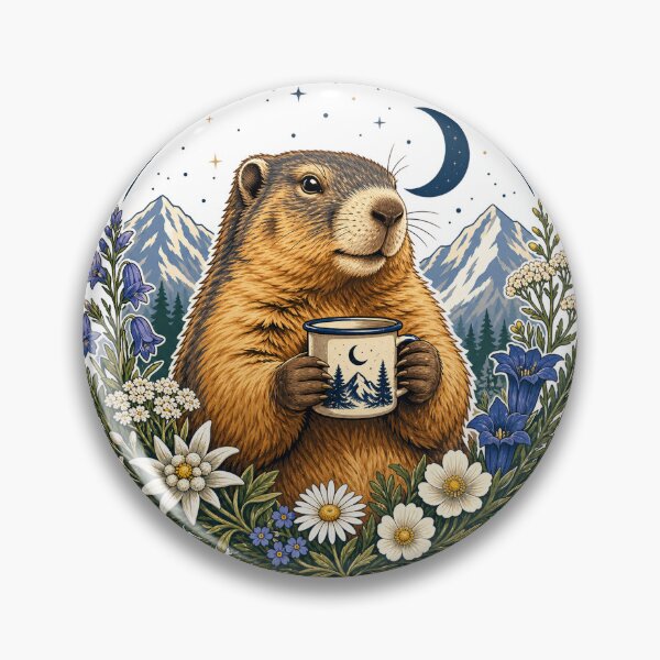 Item preview, Alpine Marmot Mug Medallion Art designed and sold by aihrgdesign.
