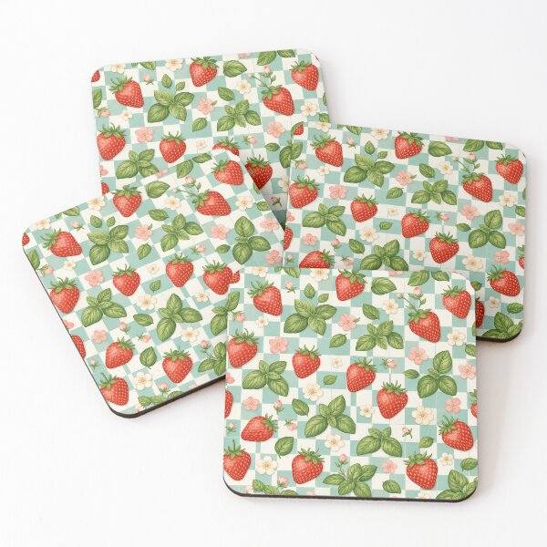 Artikelvorschau, Strawberry Basil Checker Pattern entworfen und verkauft von aihrgdesign.