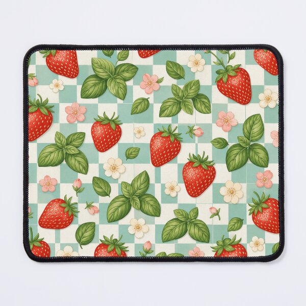 Item preview, Strawberry Basil Checker Pattern designed and sold by aihrgdesign.