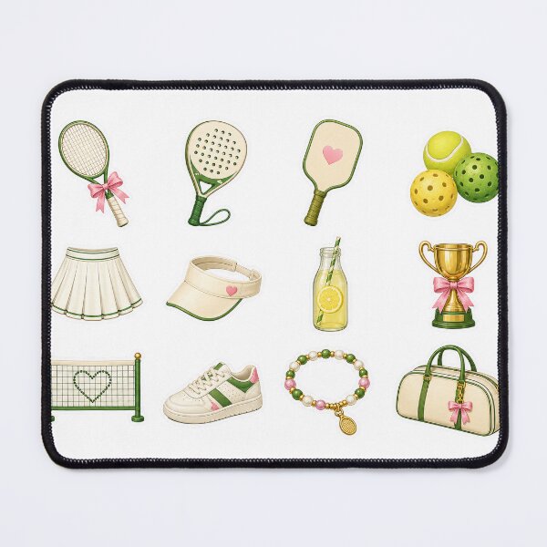 Item preview, Courtside Cuties – Preppy Racket Sports Sticker Pack designed and sold by alexrow.