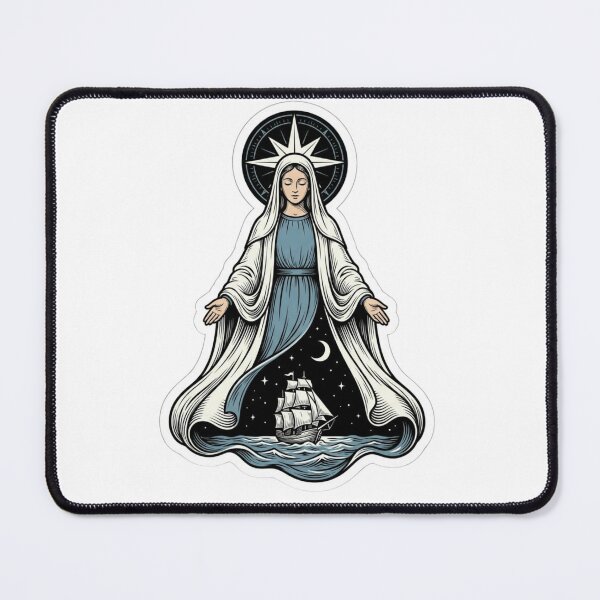 Item preview, Stella Maris Our Lady Star of the Sea Catholic Woodcut designed and sold by raedattia.