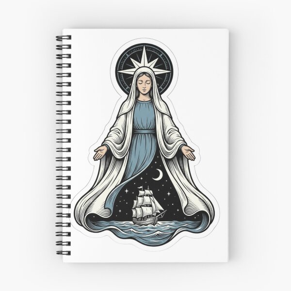 Item preview, Stella Maris Our Lady Star of the Sea Catholic Woodcut designed and sold by raedattia.