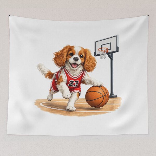 Item preview, Blenheim Cavalier Playing Basketball designed and sold by SpottyRainbow.