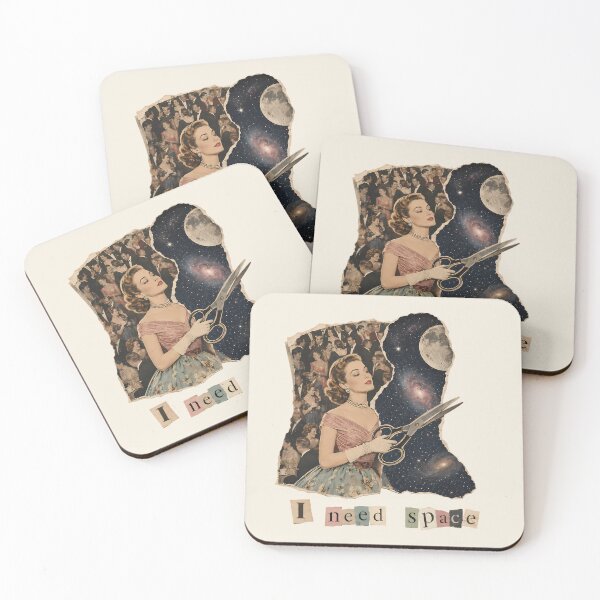 Item preview, I Need Space Vintage Collage Woman Galaxy Introvert Funny Scissor  designed and sold by VIVID COLORS CLUB.
