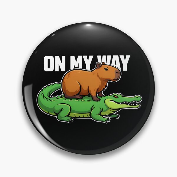 Item preview, Capybara on Alligator "On My Way" Funny Gift designed and sold by MaddyDesignsCo.