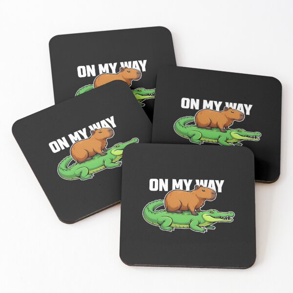 Item preview, Capybara on Alligator "On My Way" Funny Gift designed and sold by MaddyDesignsCo.