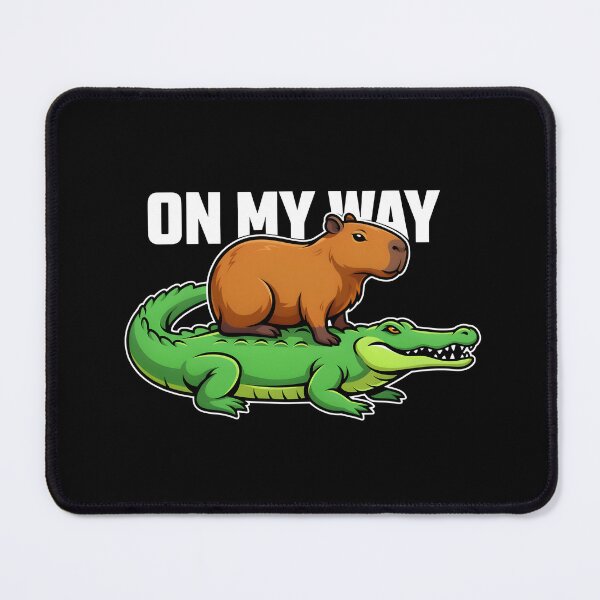 Item preview, Capybara on Alligator "On My Way" Funny Gift designed and sold by MaddyDesignsCo.