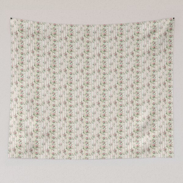 Item preview, Vintage Pink and Green Striped Floral designed and sold by LouieVanille.