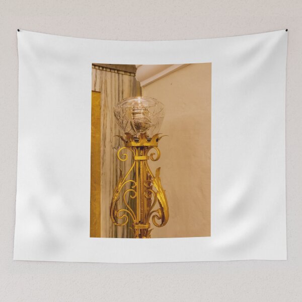 Item preview, Ornate Gold Vintage Lamp With Cut Glass Shade in Elegant Interior Decor Setting designed and sold by Nmallia.