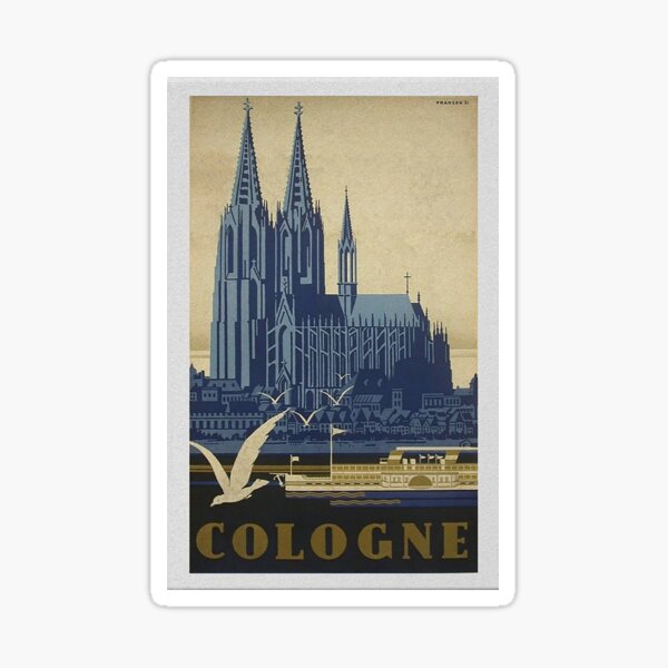 Weinlese-Köln-Reise-Plakat Glänzender Sticker