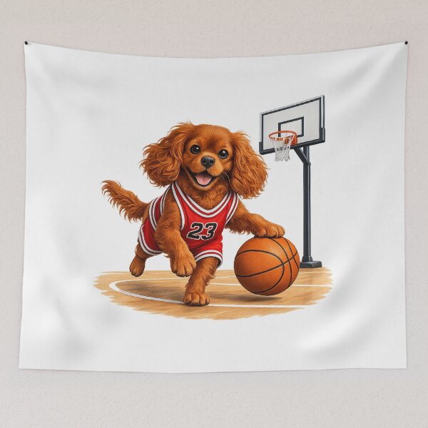 Item preview, Ruby Cavalier Playing Basketball designed and sold by SpottyRainbow.