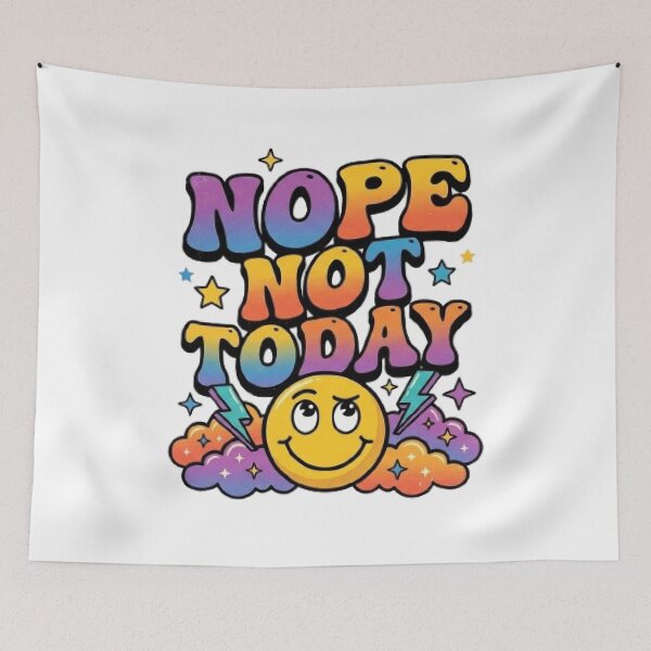 Item preview, Nope. Not Today. Funny Retro Typography T-Shirt | Groovy Smiley Graphic | Colorful Attitude Tee designed and sold by Faisal  Shah.