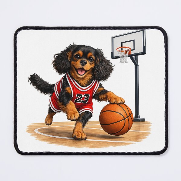 Item preview, Black and Tan Cavalier Playing Basketball designed and sold by SpottyRainbow.