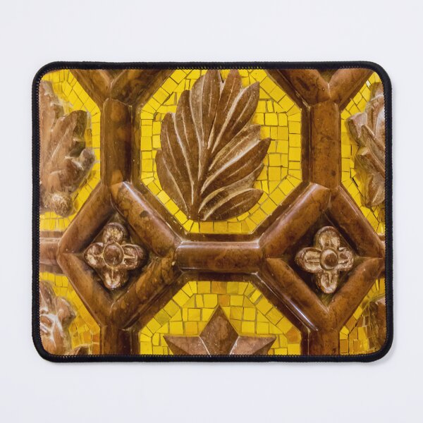 Item preview, Decorative Yellow Mosaic Tile Panel With Carved Brown Floral and Geometric Relief Pattern designed and sold by Nmallia.