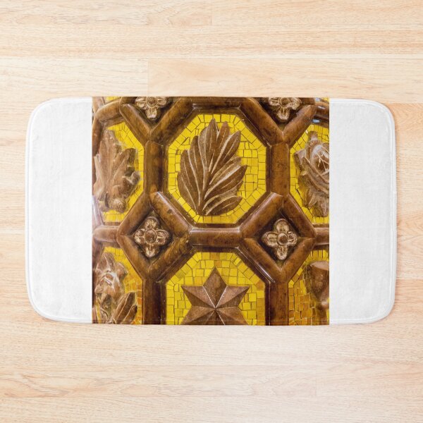 Item preview, Decorative Yellow Mosaic Tile Panel With Carved Brown Floral and Geometric Relief Pattern designed and sold by Nmallia.