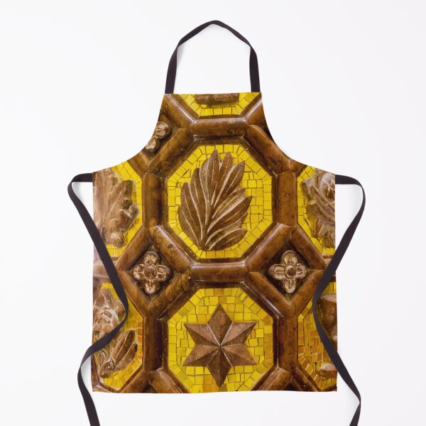 Item preview, Decorative Yellow Mosaic Tile Panel With Carved Brown Floral and Geometric Relief Pattern designed and sold by Nmallia.