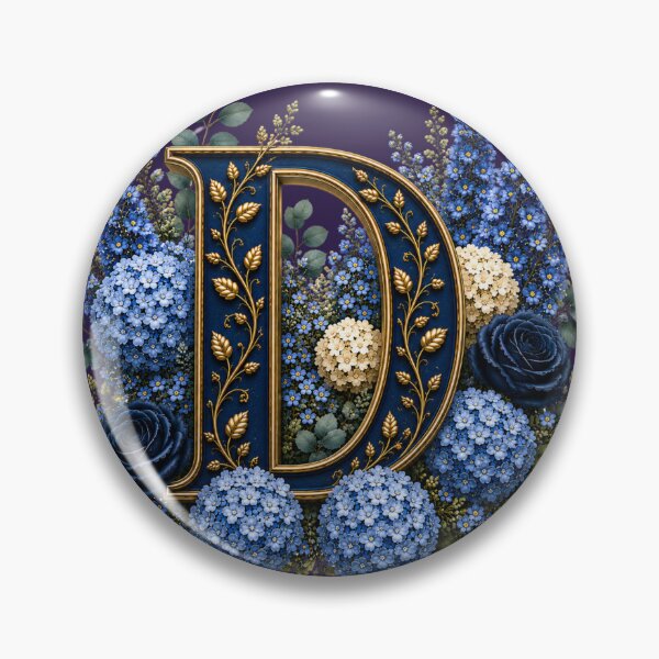 Item preview, Elegant Letter D Monogram with Blue Hydrangeas & Gold Botanical Design | Luxury Floral Initial Art designed and sold by MoodLay.